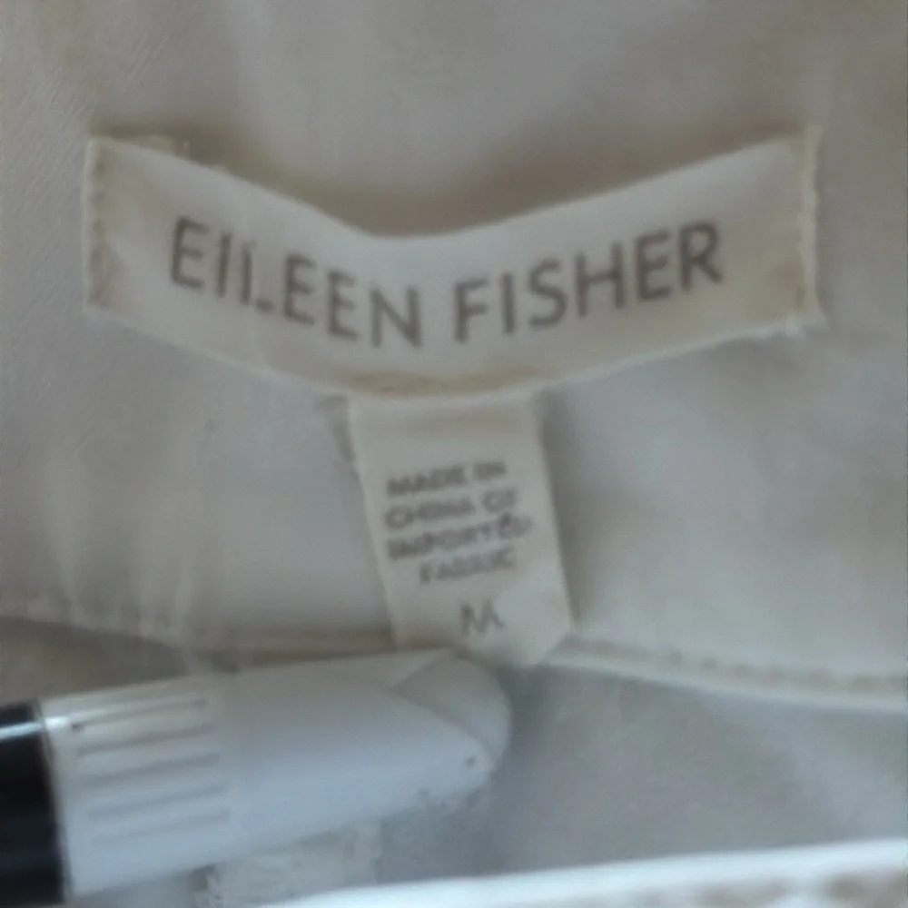 Eileen Fisher crop capri off white‎ cotton pants Sz M
